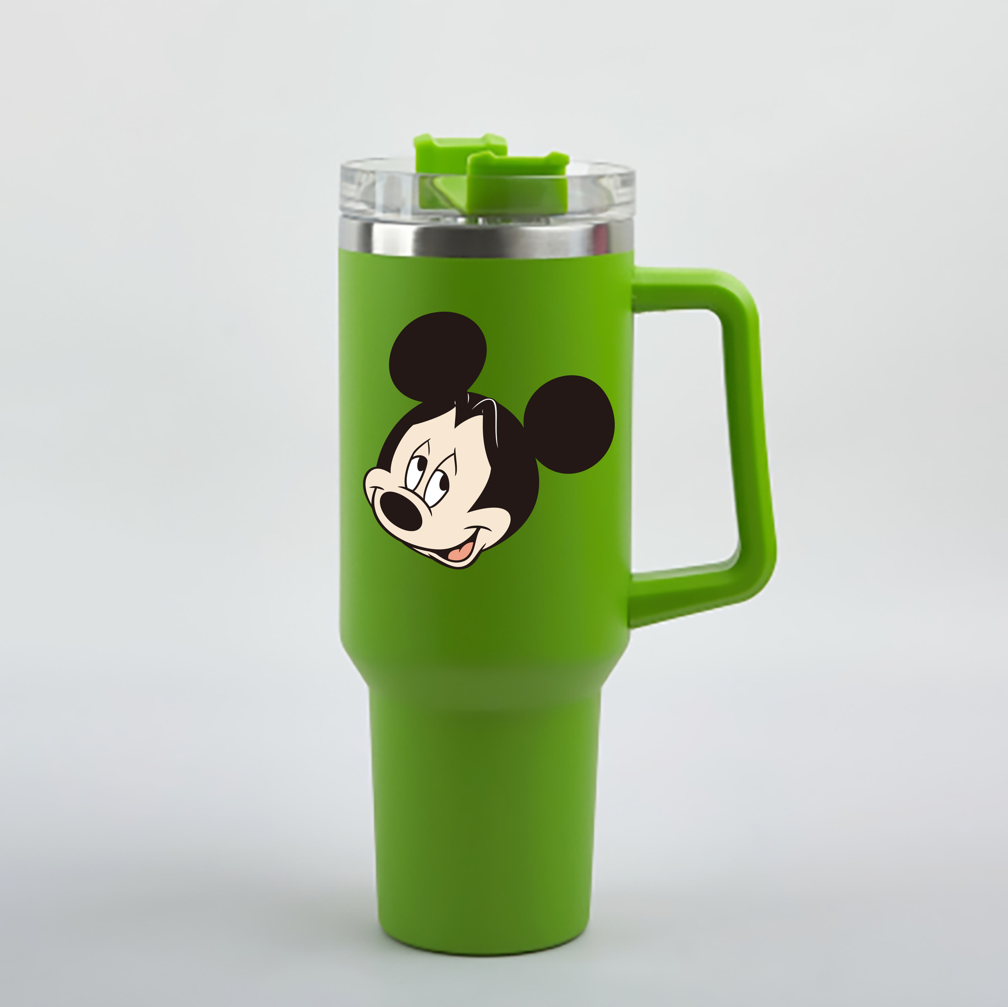 （画像用） ミッキーマウス Mickey Mouse 1200mL車用タンブラー - クリスタルステッカー（プラスチックストロー付き）